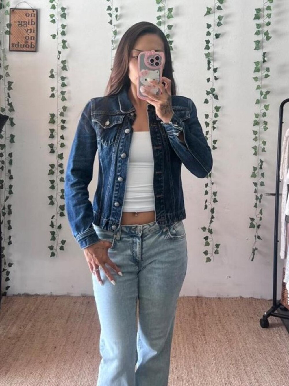 Vintage 90s Just USA navy blue 100% cotton denim jacket size small